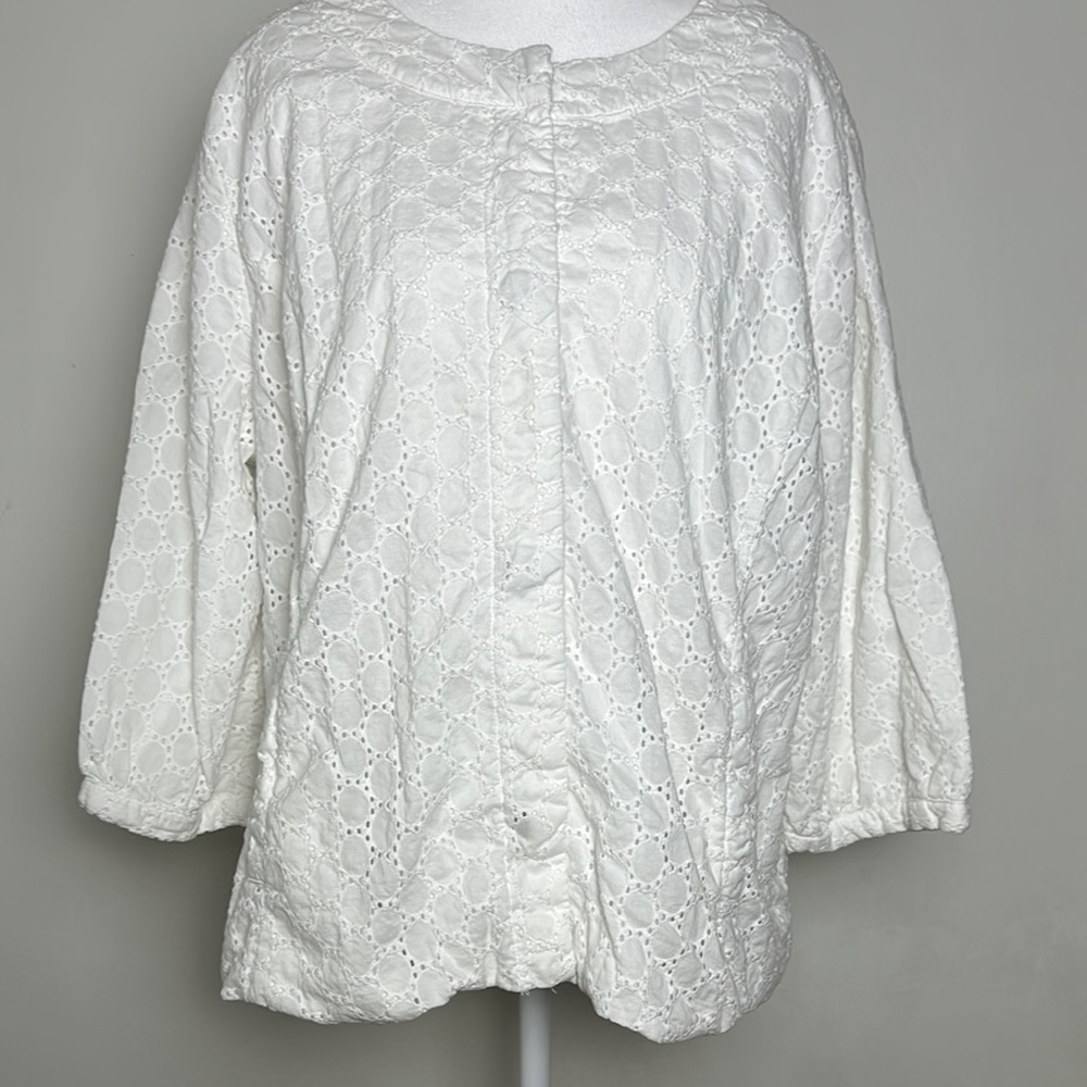 Elegant White Eyelet Women's Top